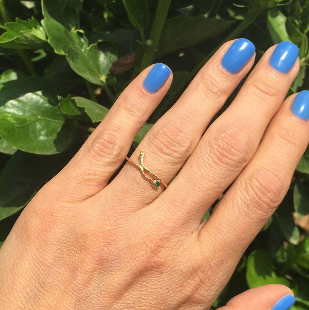 Any Birthstone Snake Simple Minimalist Ring - H.L.Jewelry