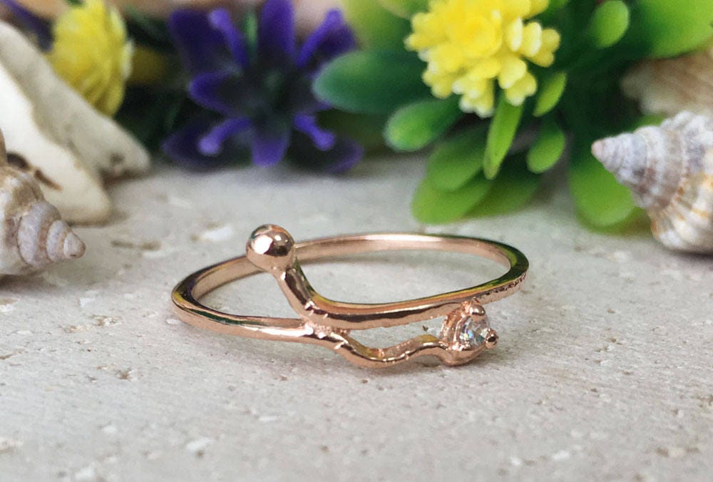 Any Birthstone Snake Simple Minimalist Ring - H.L.Jewelry