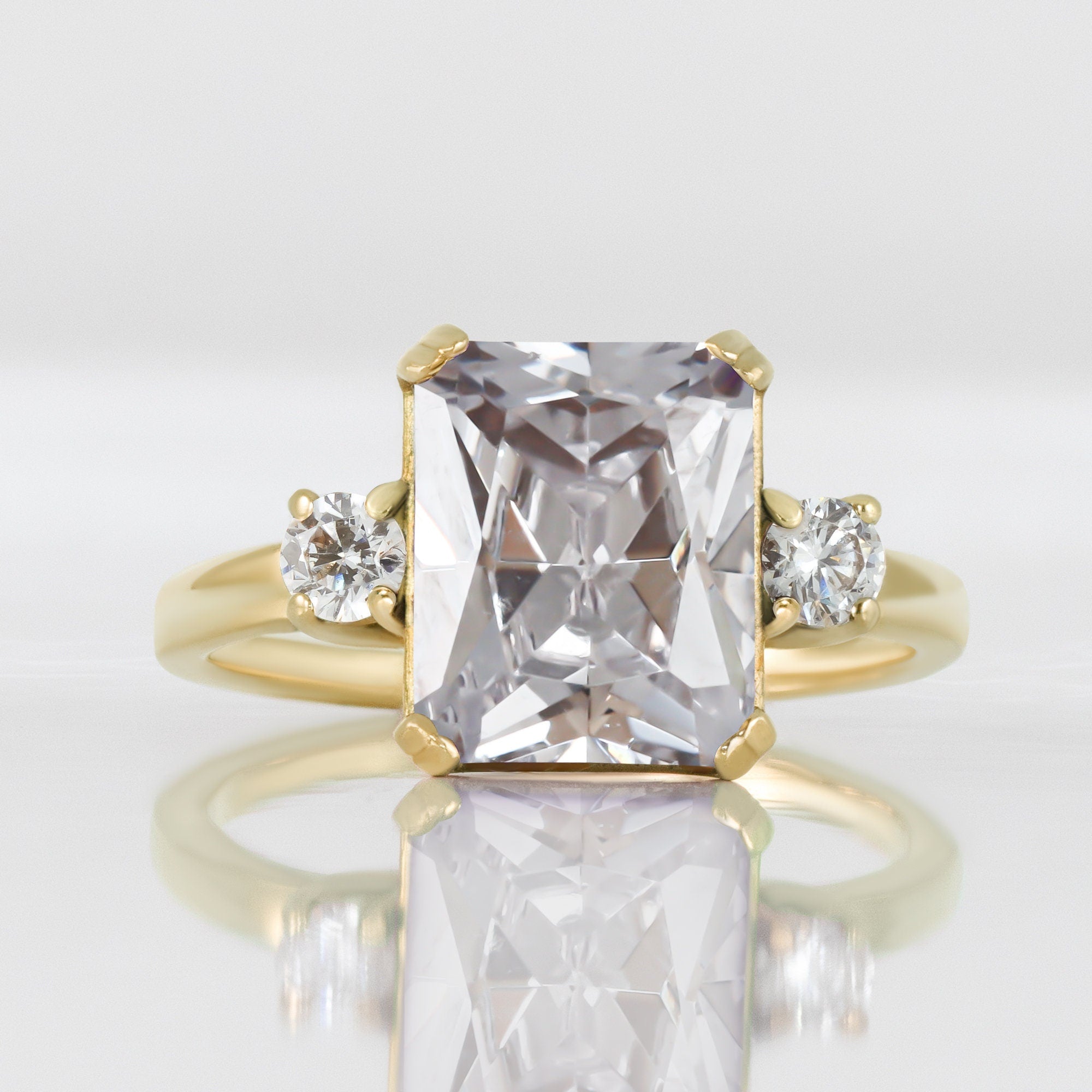 April Birthstone Octagon Clear Quartz Gemstone Engagement Ring - H.L.Jewelry