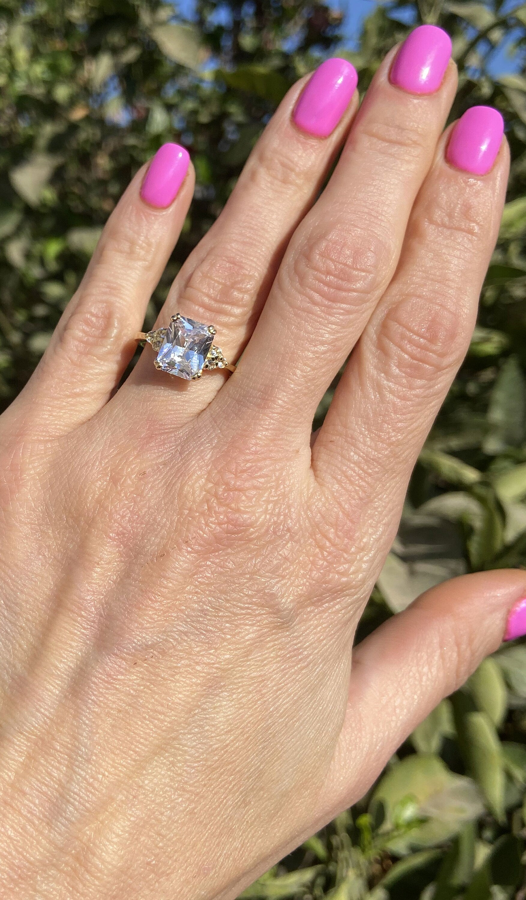 April Birthstone Octagon Clear Quartz Gemstone Engagement Ring - H.L.Jewelry