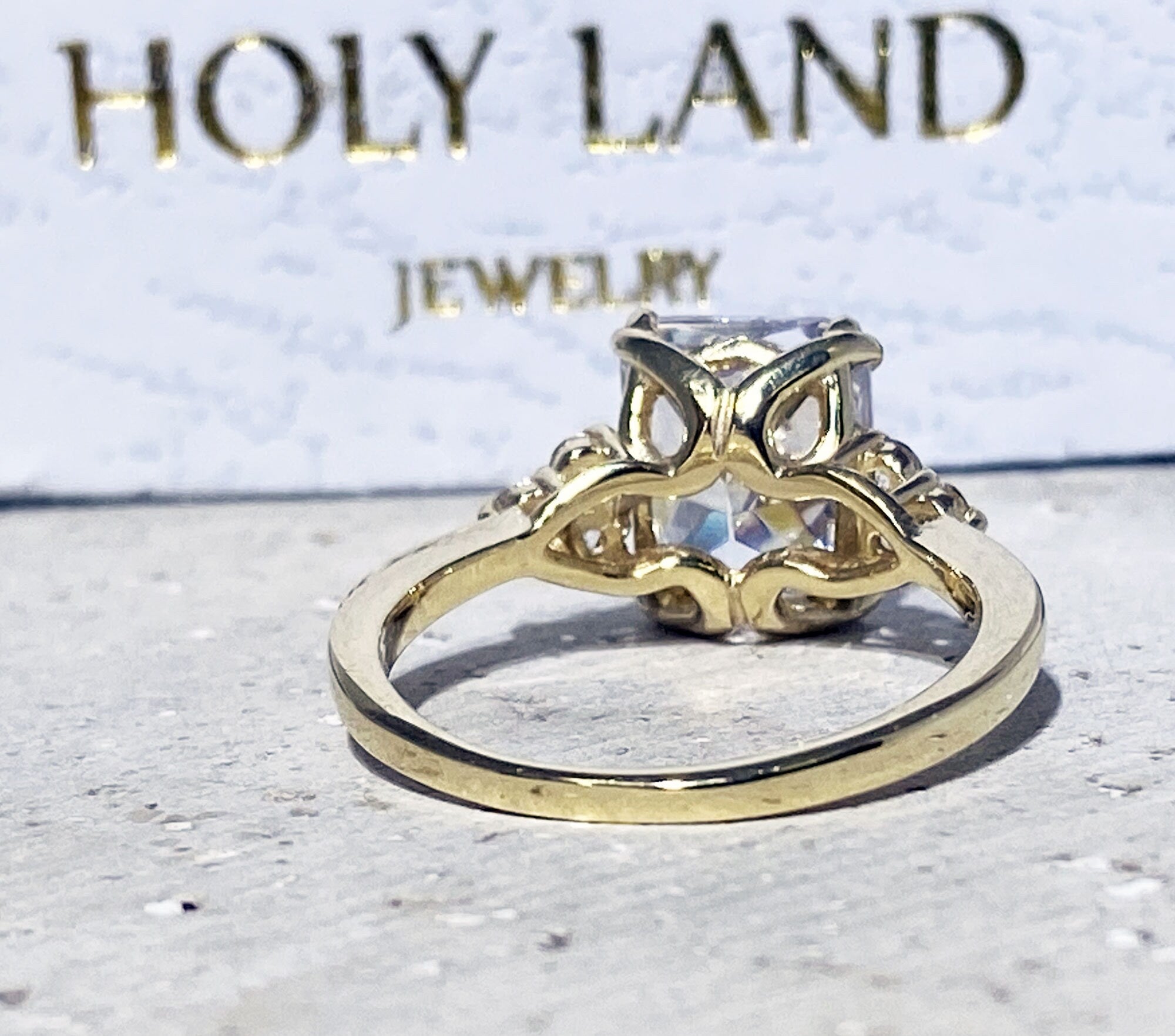 April Birthstone Octagon Clear Quartz Gemstone Engagement Ring - H.L.Jewelry