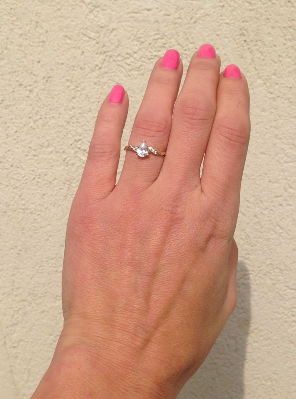 April Birthstone Pear-Shaped Clear Quartz Delicate Ring - H.L.Jewelry