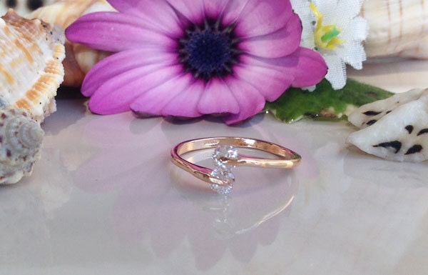 April Birthstone Round Clear Quart Two Stone Delicate Adjustable Ring - H.L.Jewelry