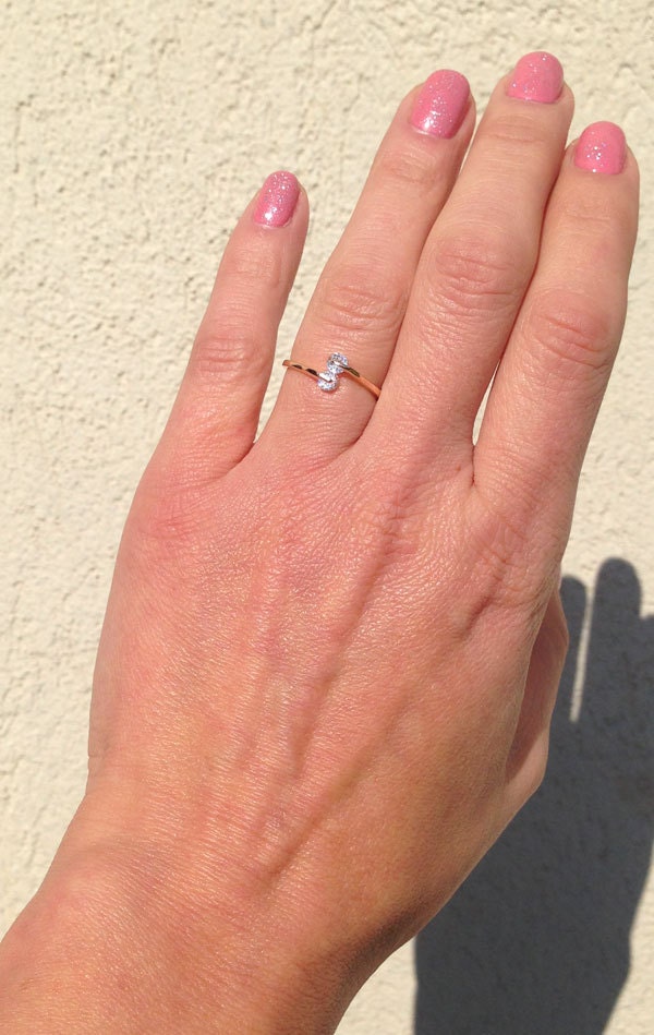 April Birthstone Round Clear Quart Two Stone Delicate Adjustable Ring - H.L.Jewelry