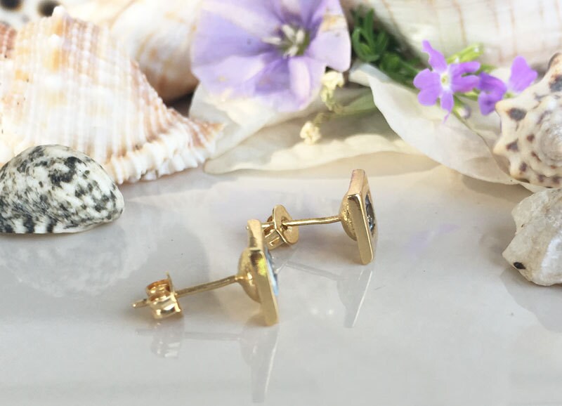 Blue Topaz Simple Square Stud Earrings - H.L.Jewelry