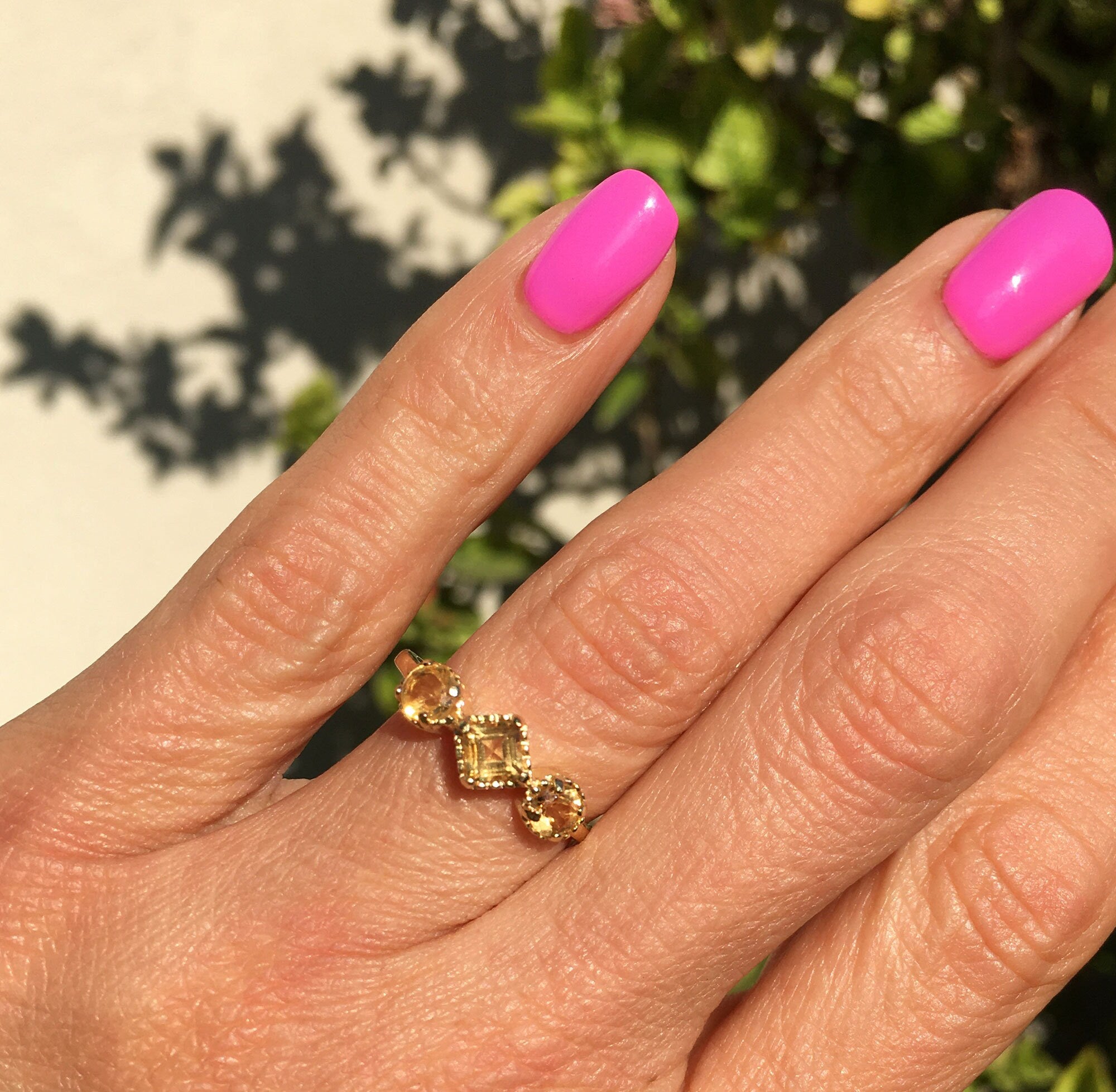 Citrine Three Stone Modern Ring - H.L.Jewelry