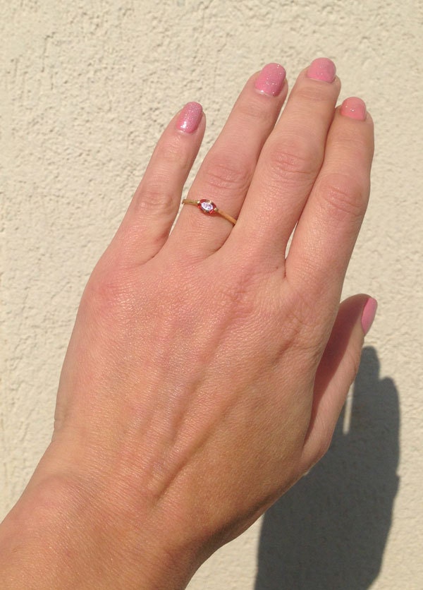 East-West Oval Citrine Simple Stackable Ring - H.L.Jewelry