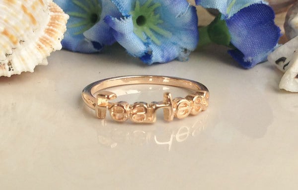 Fearless Text Inspirational Simple Letter Ring - H.L.Jewelry