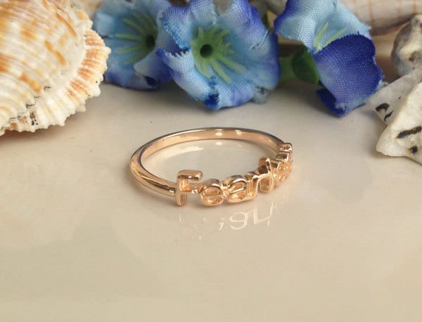 Fearless Text Inspirational Simple Letter Ring - H.L.Jewelry