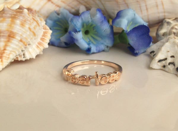 Fearless Text Inspirational Simple Letter Ring - H.L.Jewelry