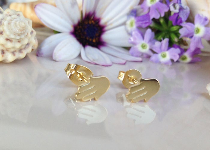 Hamsa Simple Small Stud Earrings - H.L.Jewelry