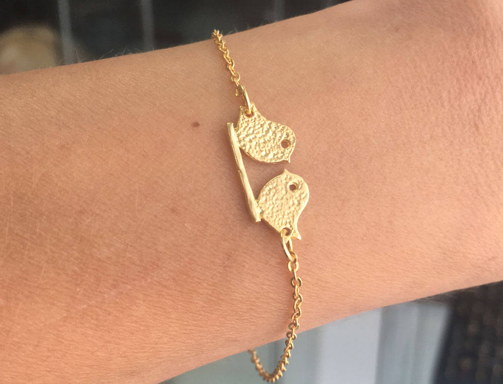 Love Birds Sparrow Kissing Delicate Chain Bracelet - H.L.Jewelry