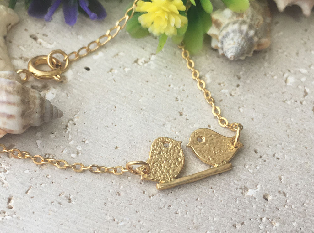 Love Birds Sparrow Kissing Delicate Chain Bracelet - H.L.Jewelry