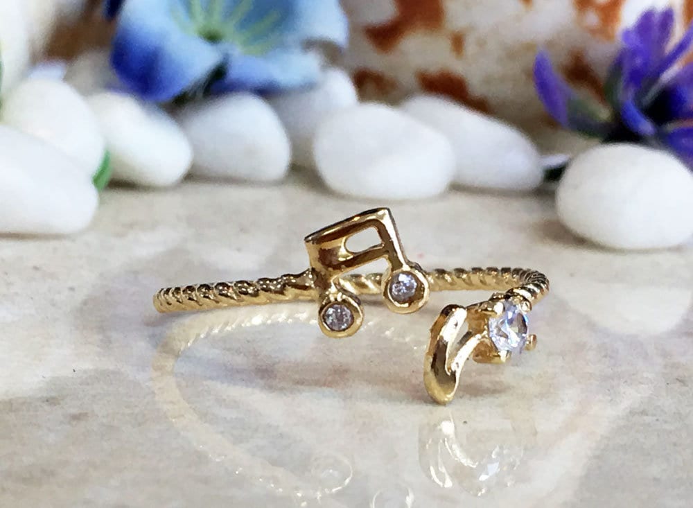Music Note Symbol Simple Delicate Adjustable Ring - H.L.Jewelry