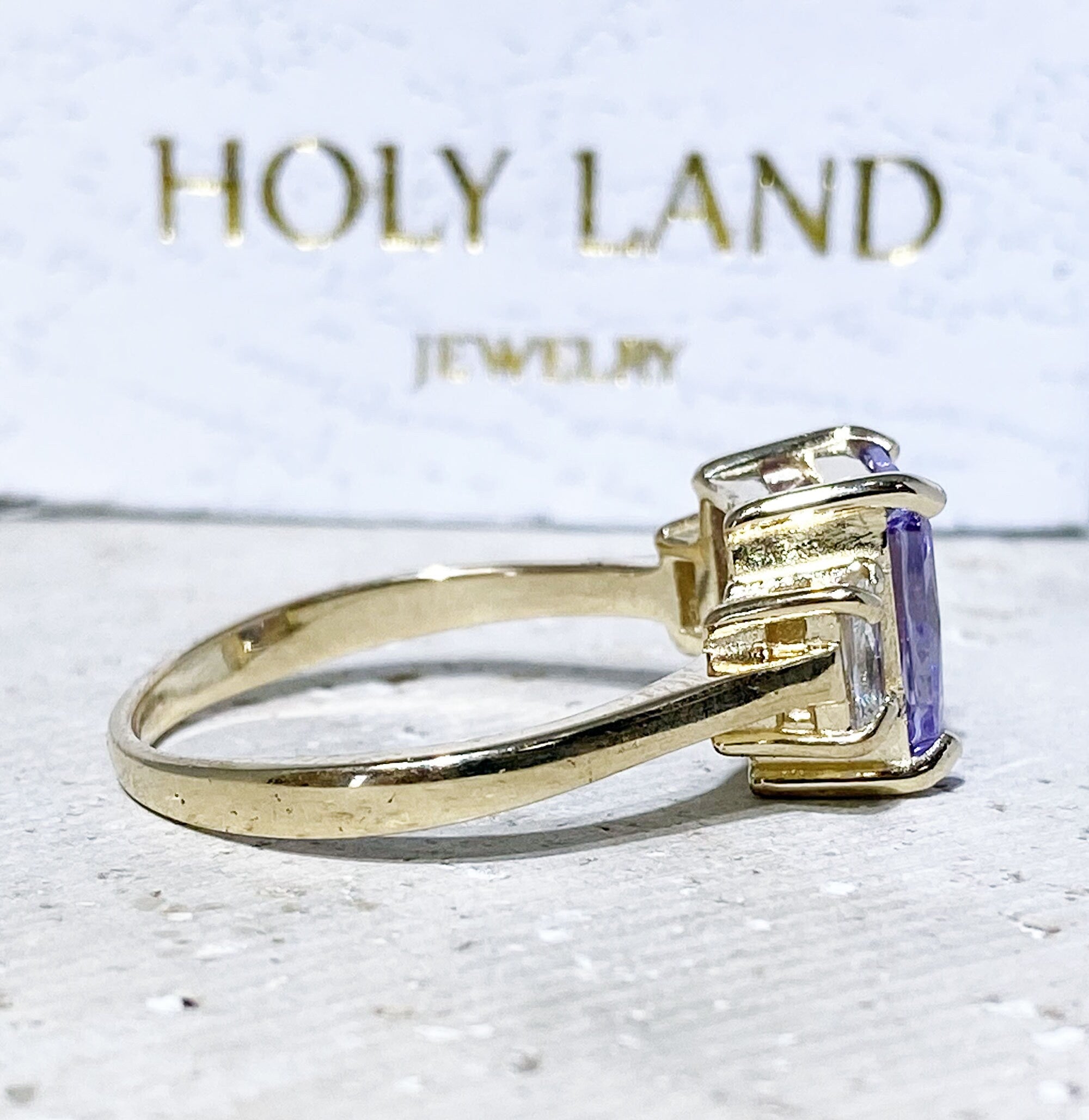 Octagon Lavender Amethyst Ring with Clear Quartz Accents - H.L.Jewelry