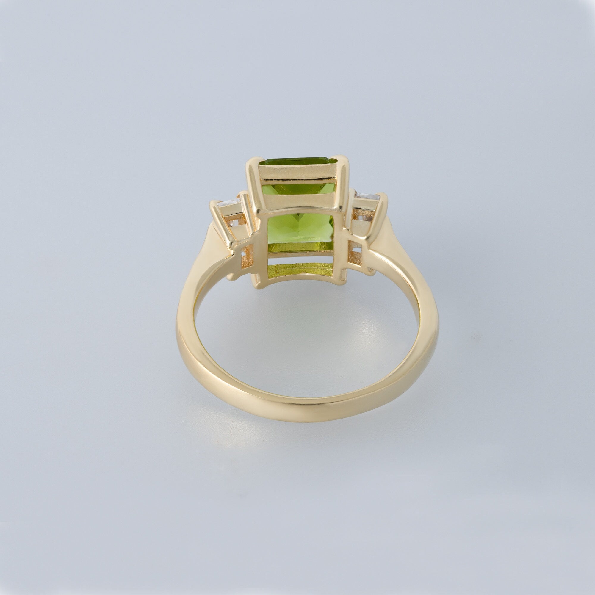 Octagon Red Garnet Statement Ring with Clear Quartz Accents - H.L.Jewelry