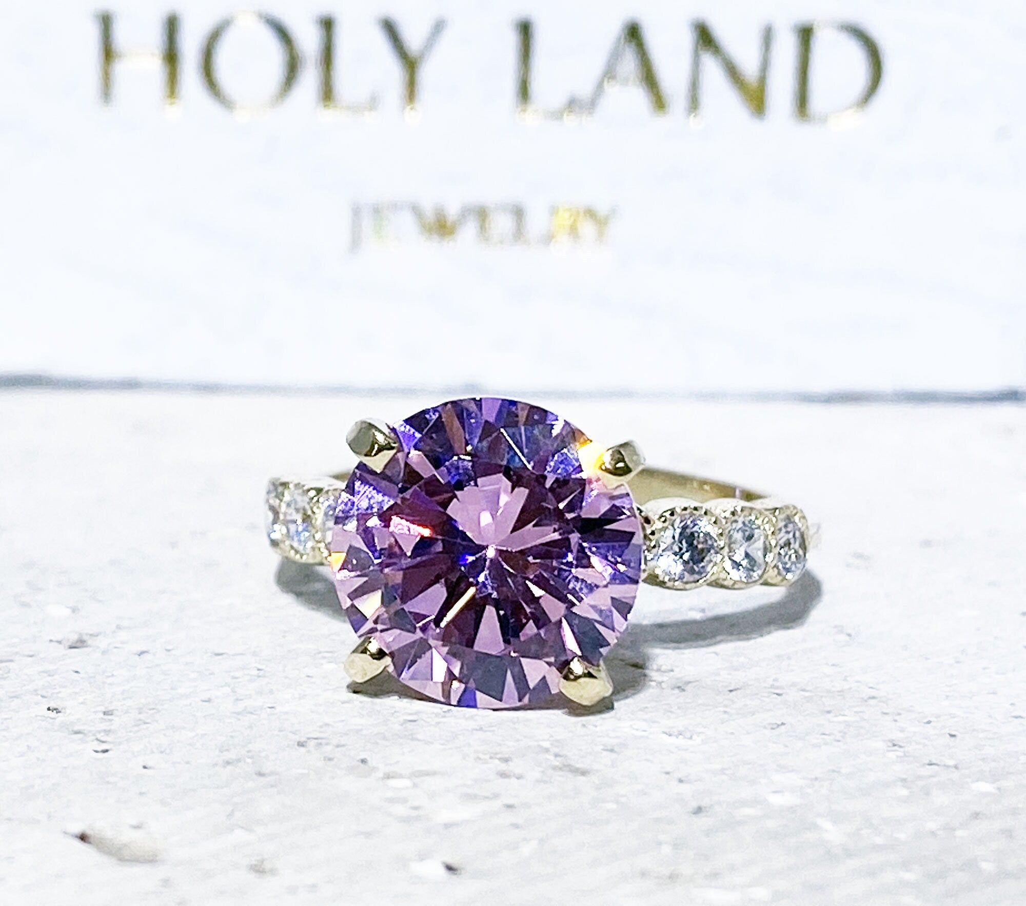 October Birthstone Round Rose Quartz Ring with Clear Quartz Accents - H.L.Jewelry
