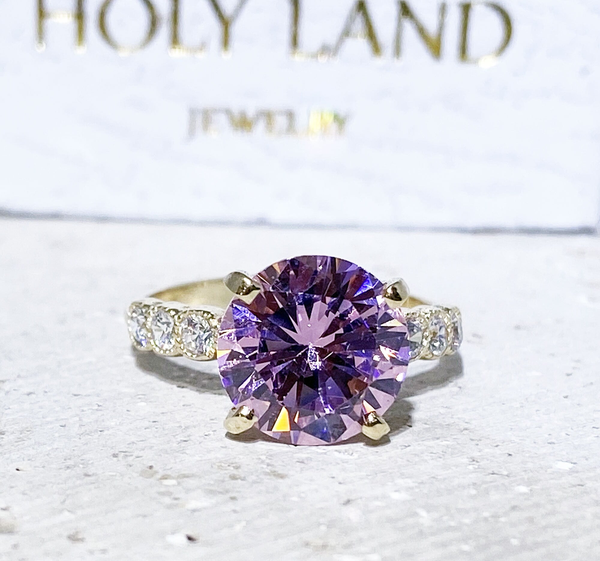 October Birthstone Round Rose Quartz Ring with Clear Quartz Accents - H.L.Jewelry