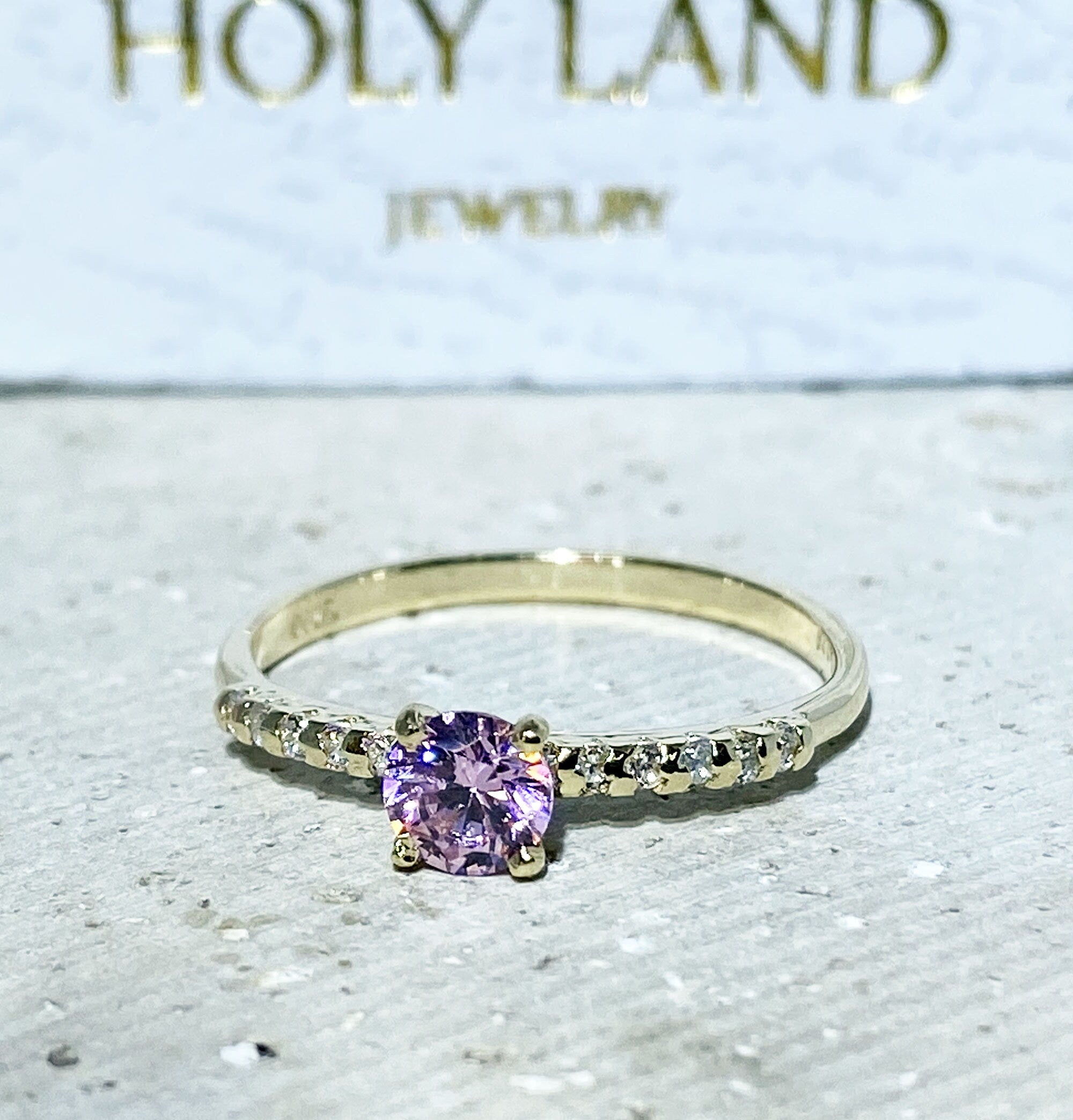 October Birthstone Round Rose Quartz Ring with Clear Quartz Accents - H.L.Jewelry