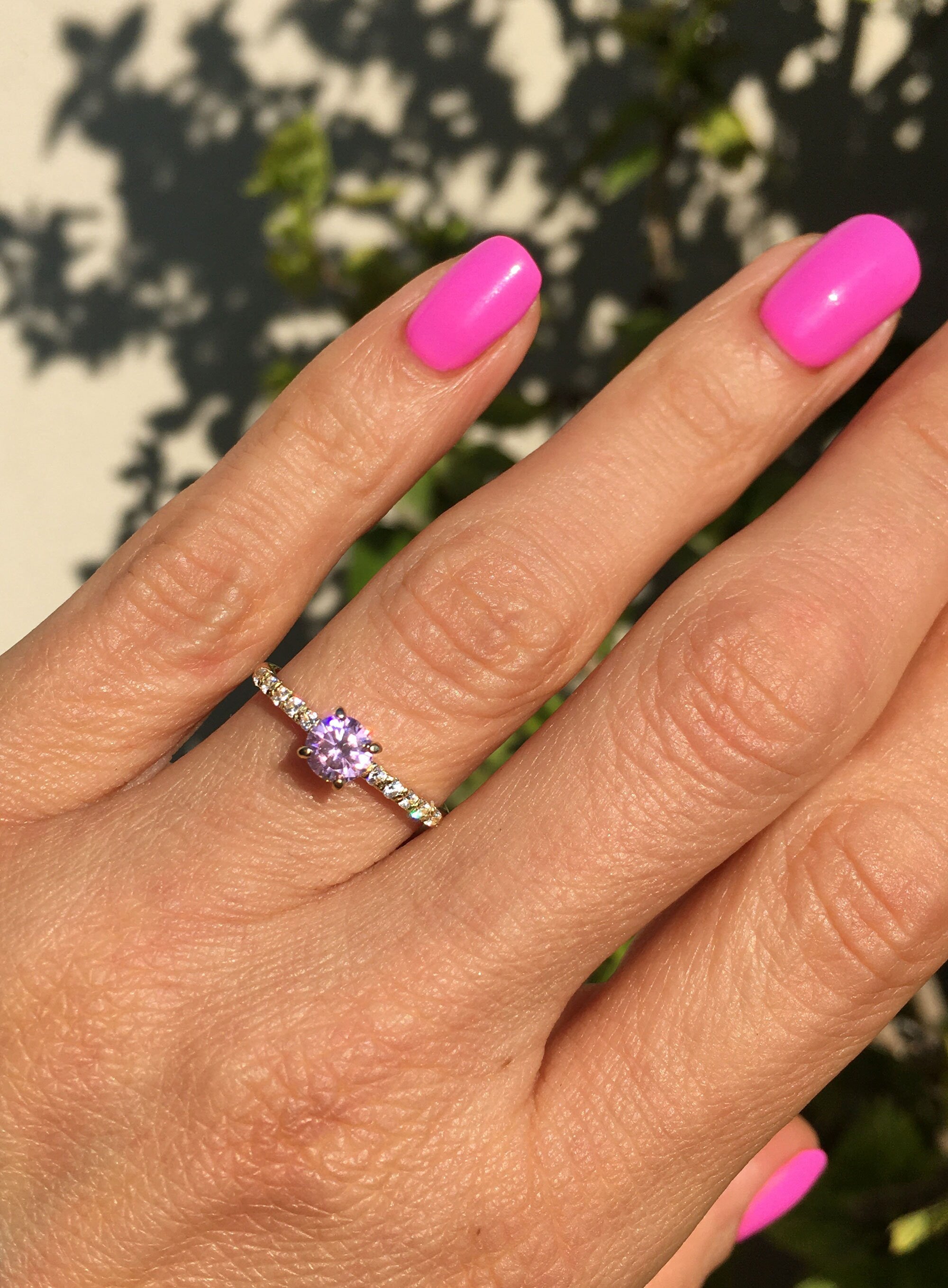 October Birthstone Round Rose Quartz Ring with Clear Quartz Accents - H.L.Jewelry