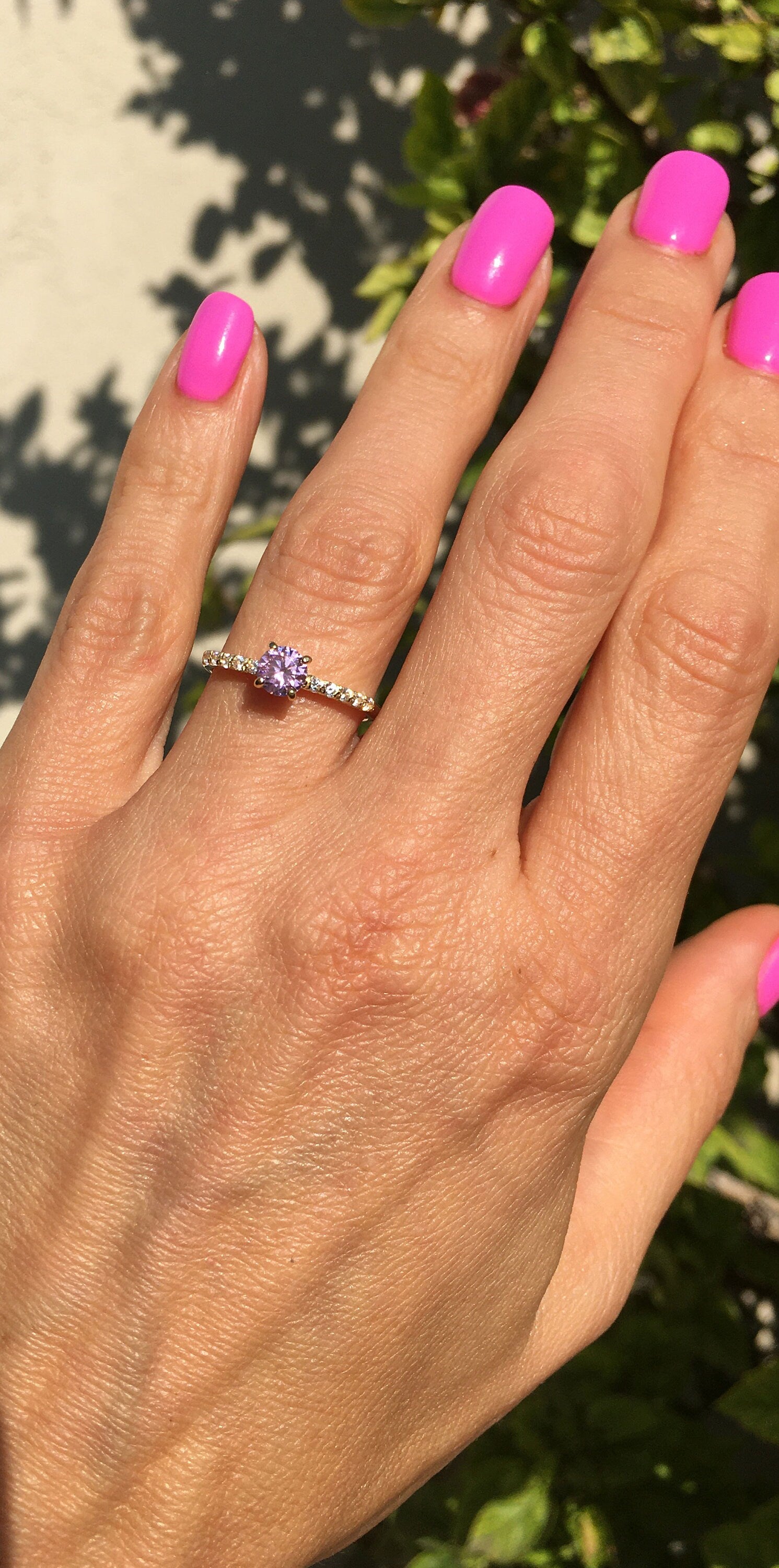 October Birthstone Round Rose Quartz Ring with Clear Quartz Accents - H.L.Jewelry