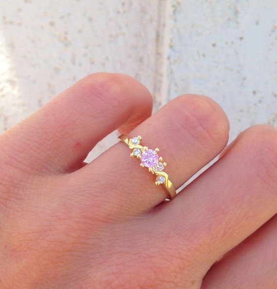 October Birthstone Round Roze Quartz Ring with Clear Quartz Accents - H.L.Jewelry