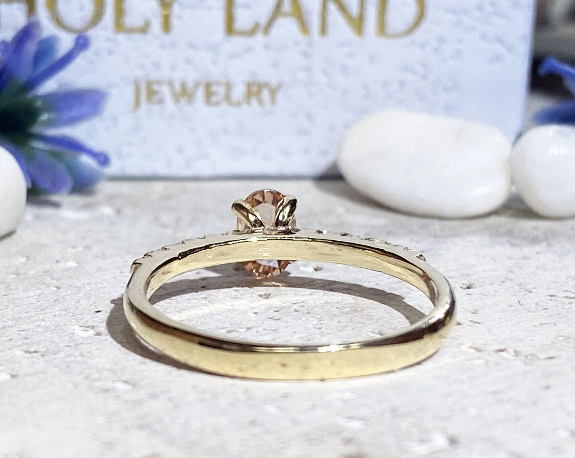 Oval Citrine Delicate Ring with Clear Quartz Accents - H.L.Jewelry
