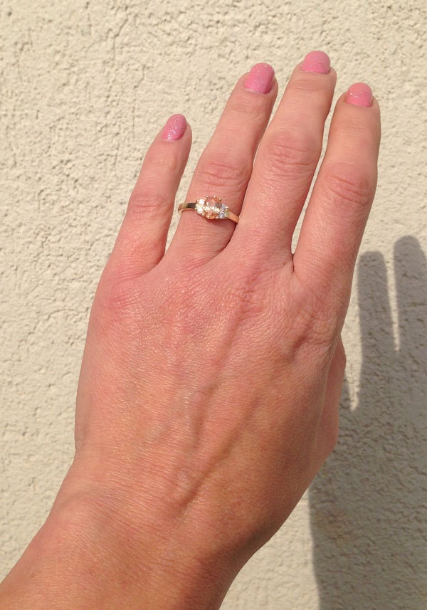 Oval Citrine Gemstone Ring with Clear Quartz Accents - H.L.Jewelry