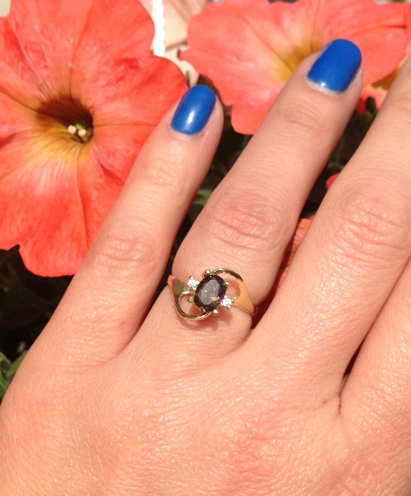 Oval Smoky Quartz Ring with Clear Quartz Accents - H.L.Jewelry