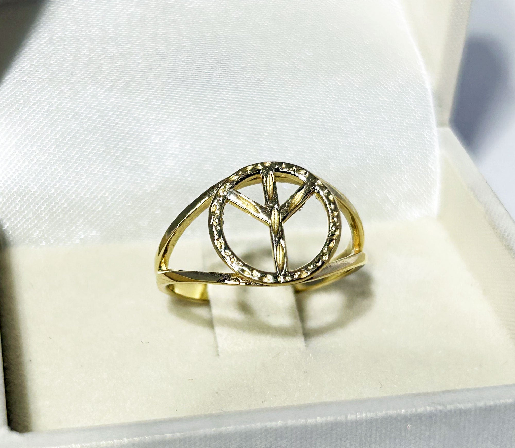 Peace Symbol Simple Double Band Ring - H.L.Jewelry