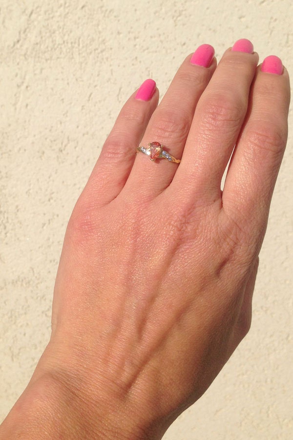 Pear-Shaped Citrine Delicate Ring with Clear Quartz Accents - H.L.Jewelry