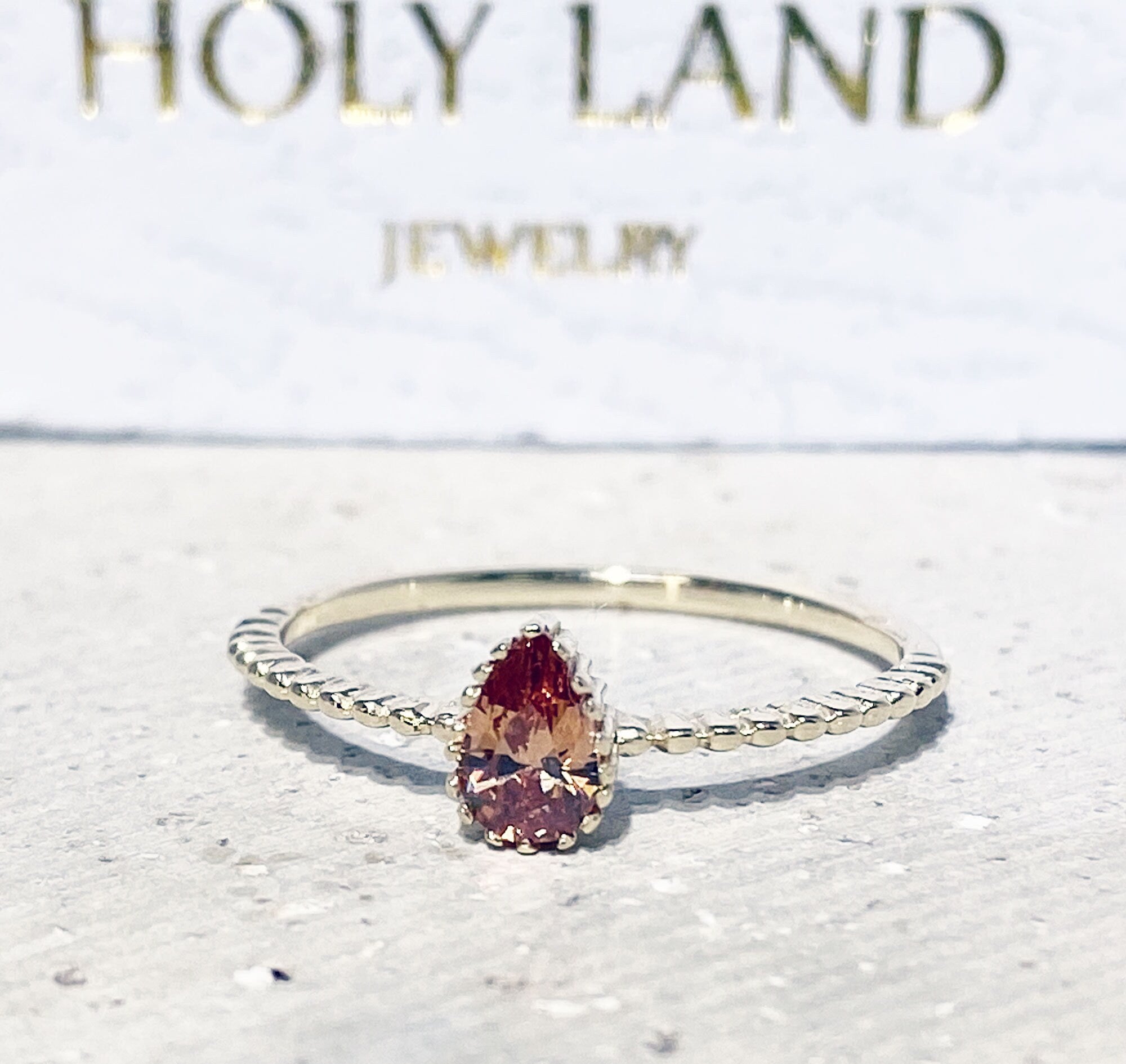 Pear-Shaped Citrine Delicate Simple Ring - H.L.Jewelry