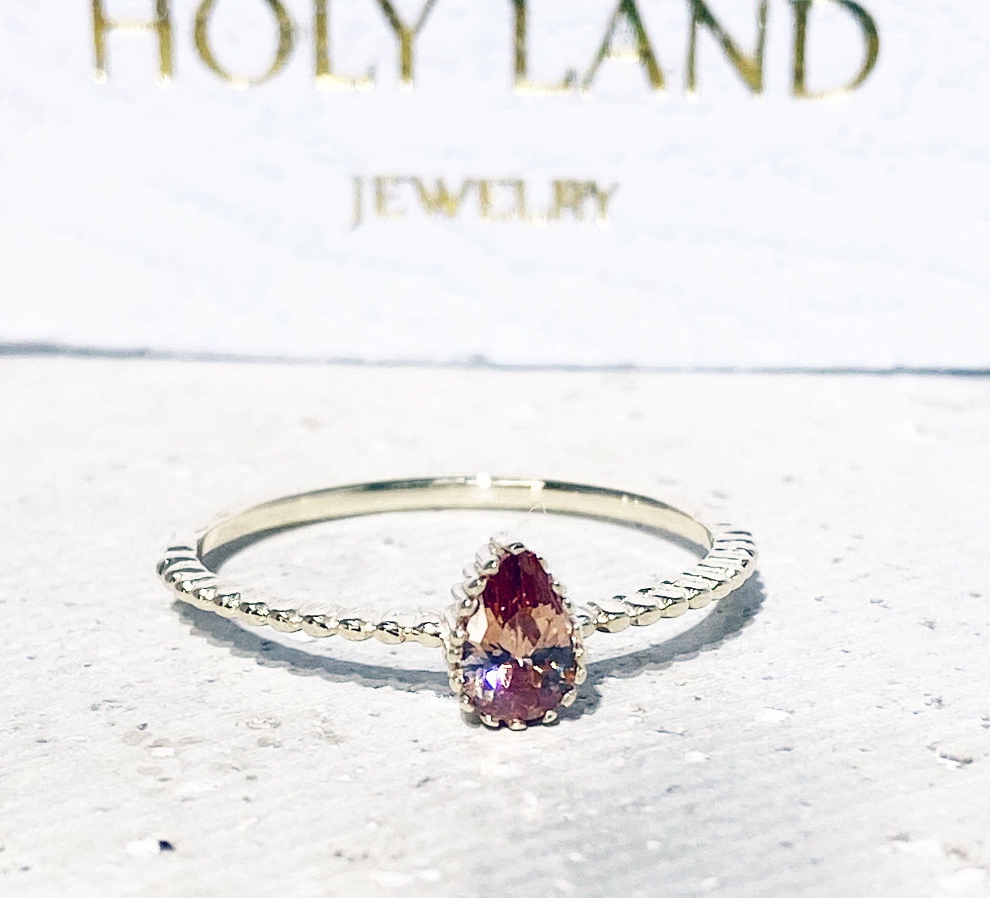 Pear-Shaped Citrine Delicate Simple Ring - H.L.Jewelry