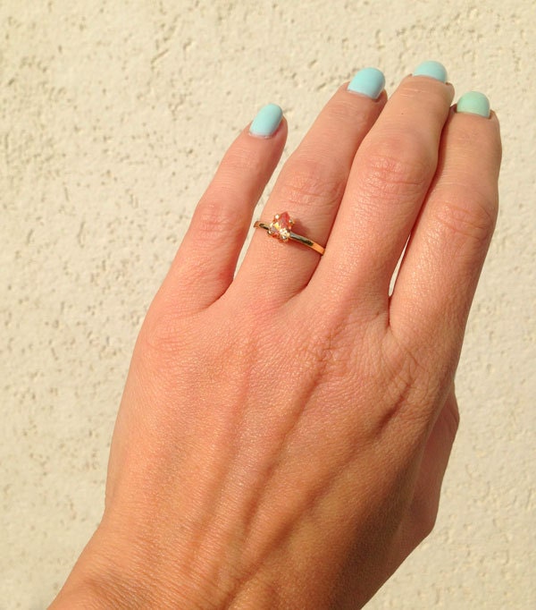 Pear-Shaped Citrine Simple Solitaire Ring - H.L.Jewelry