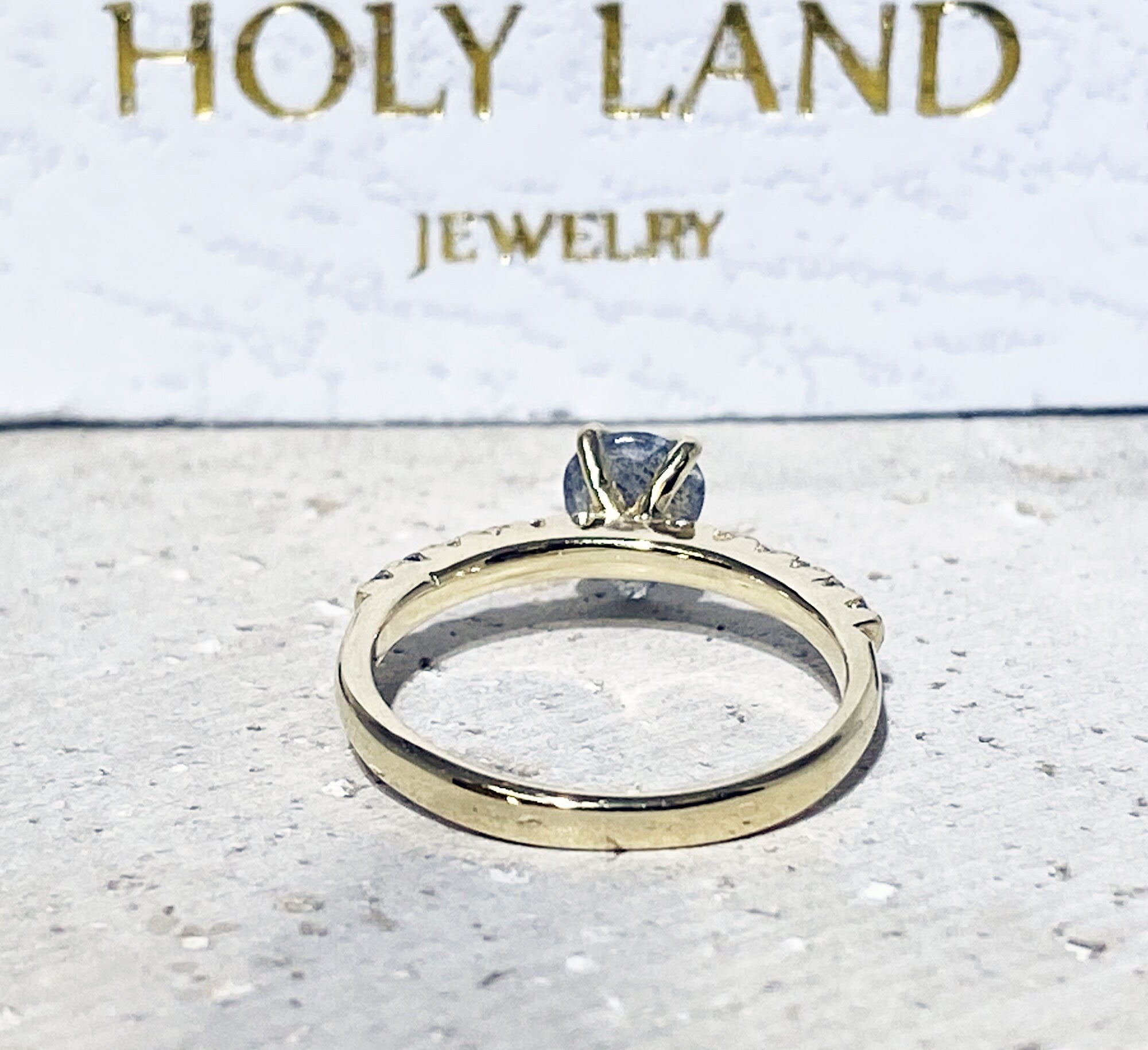 Pear-Shaped Labradorite Delicate Ring with Clear Quartz Accents - H.L.Jewelry