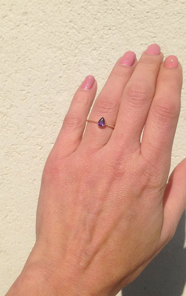 Pear-Shaped Purple Amethyst Gemstone Simple Ring - H.L.Jewelry