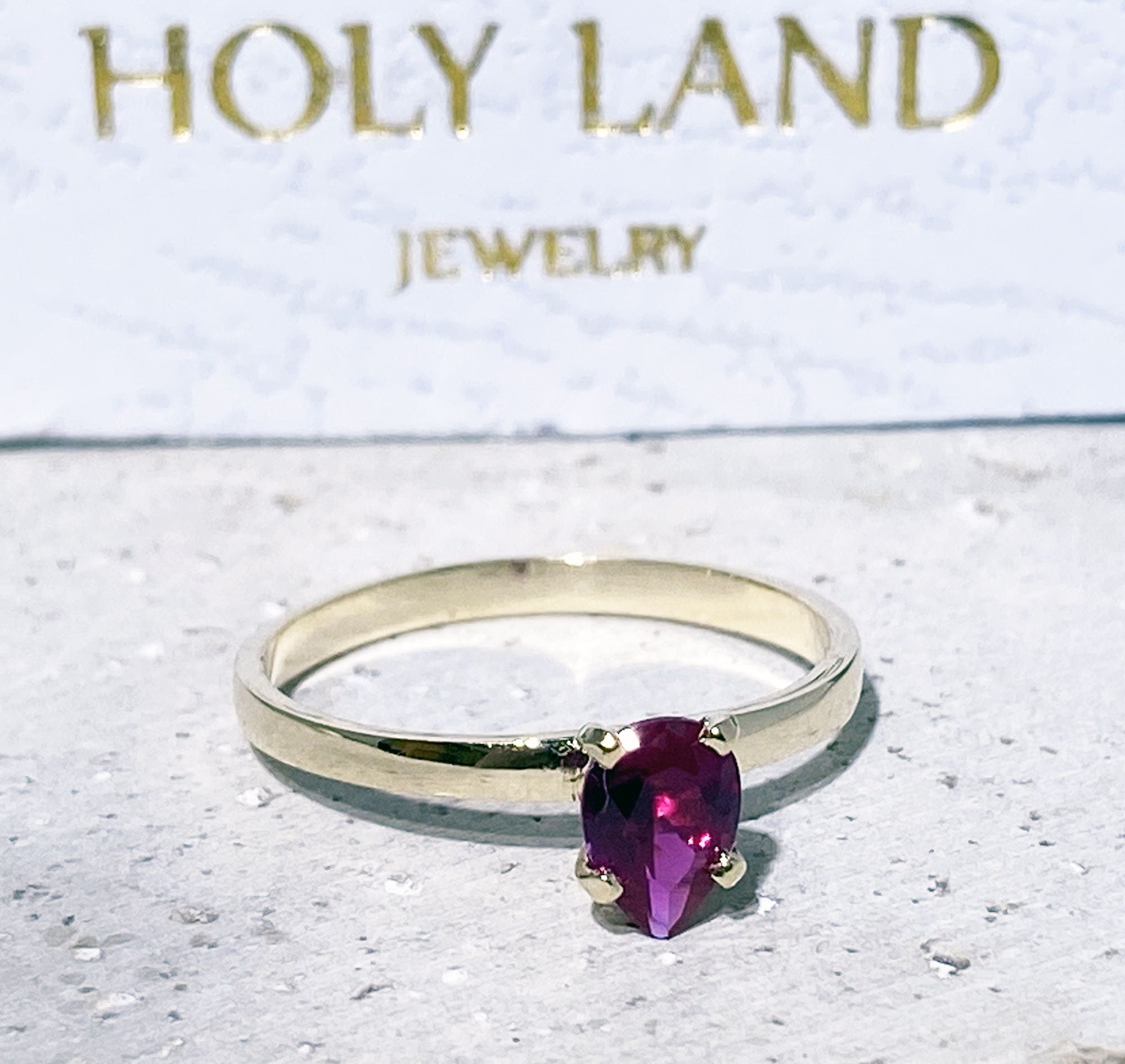 Pear-Shaped Ruby Simple Solitaire Ring - H.L.Jewelry