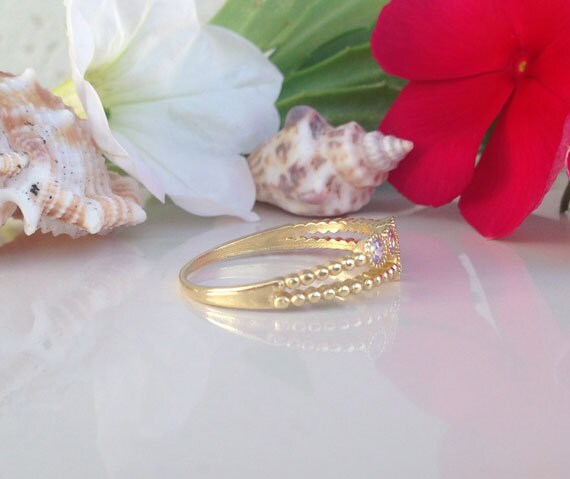 Round Alexandrite & Clear Quartz Six-Stone Stackable Dual Ring Set - H.L.Jewelry