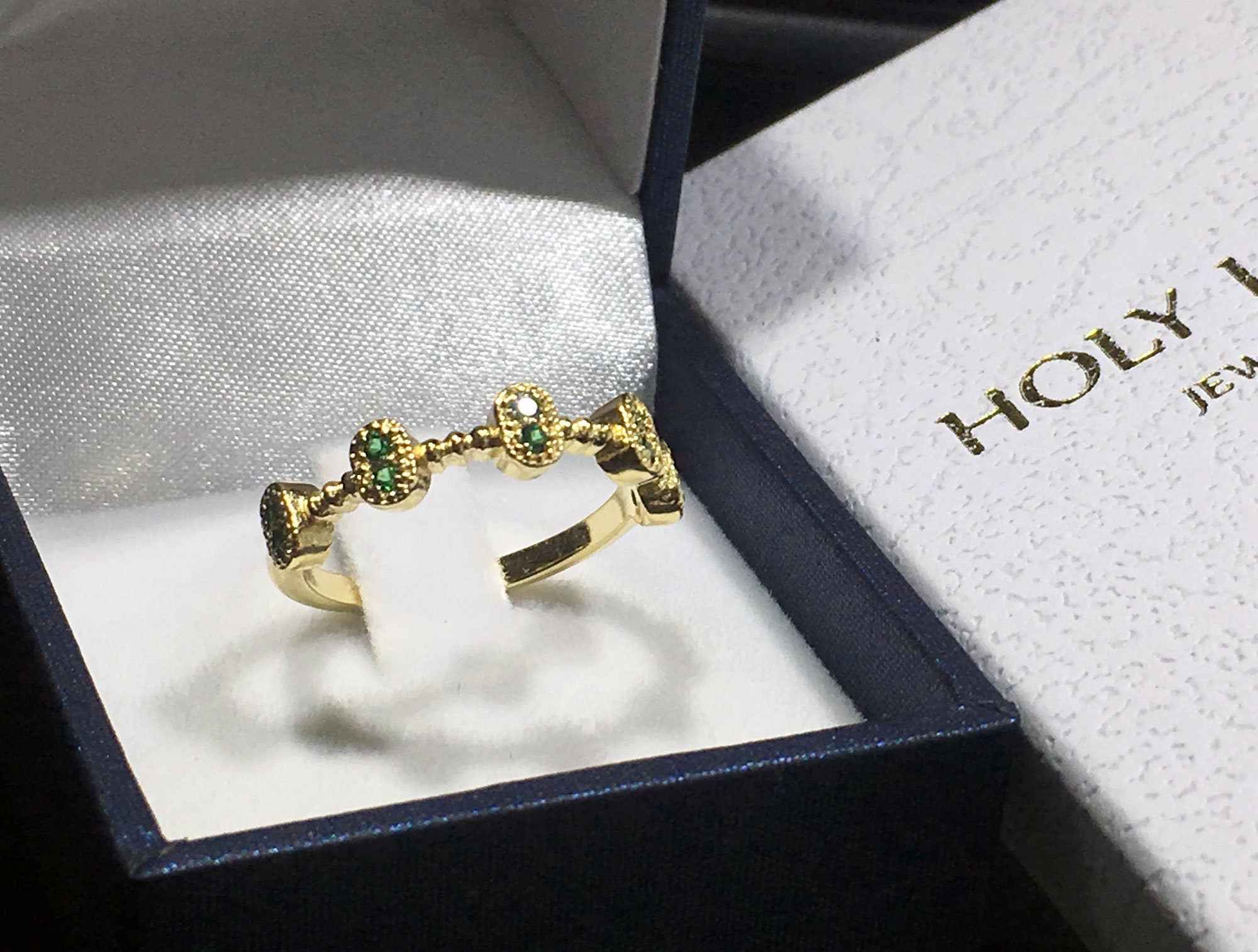 Round Alexandrite Ten Stone Bezel Ring - H.L.Jewelry