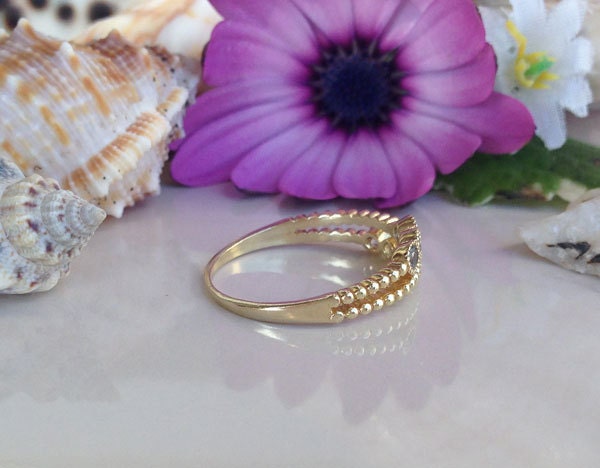 Round Aquamarine & Clear Quartz Six-Stone Stackable Dual Ring Set - H.L.Jewelry