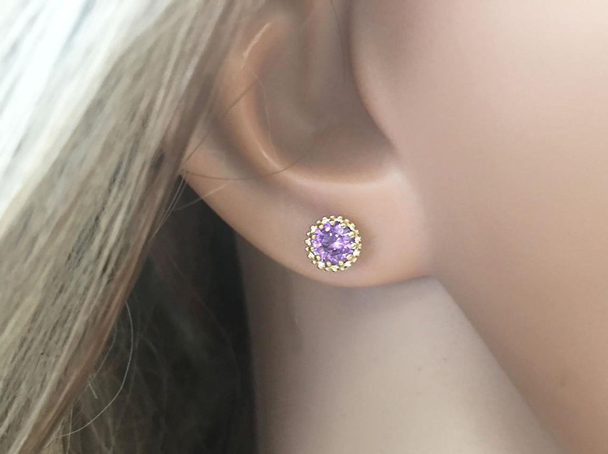 Round Black Onyx Simple Stud Earrings - H.L.Jewelry