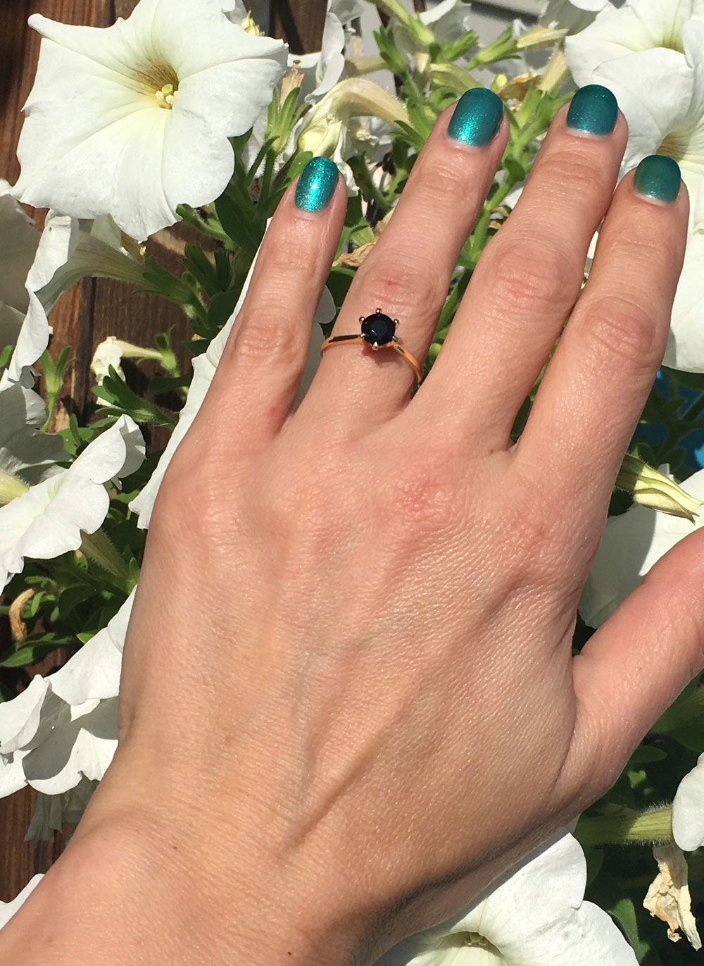 Round Black Onyx Solitaire Ring - H.L.Jewelry