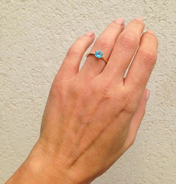 Round Blue Topaz Classic Solitaire Ring - H.L.Jewelry