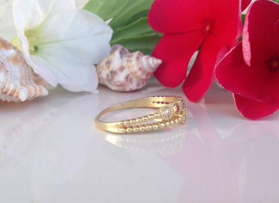 Round Citrine & Clear Quartz Six-Stone Stackable Dual Ring Set - H.L.Jewelry