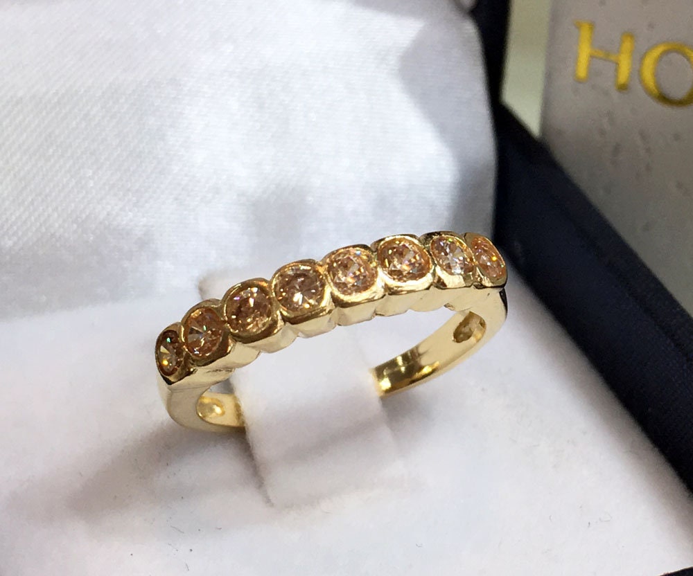 Round Citrine Eight Stone Stacking Half Eternity Ring - H.L.Jewelry