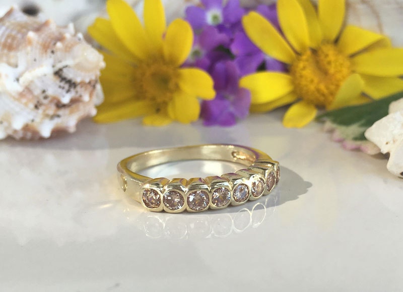 Round Citrine Eight Stone Stacking Half Eternity Ring - H.L.Jewelry
