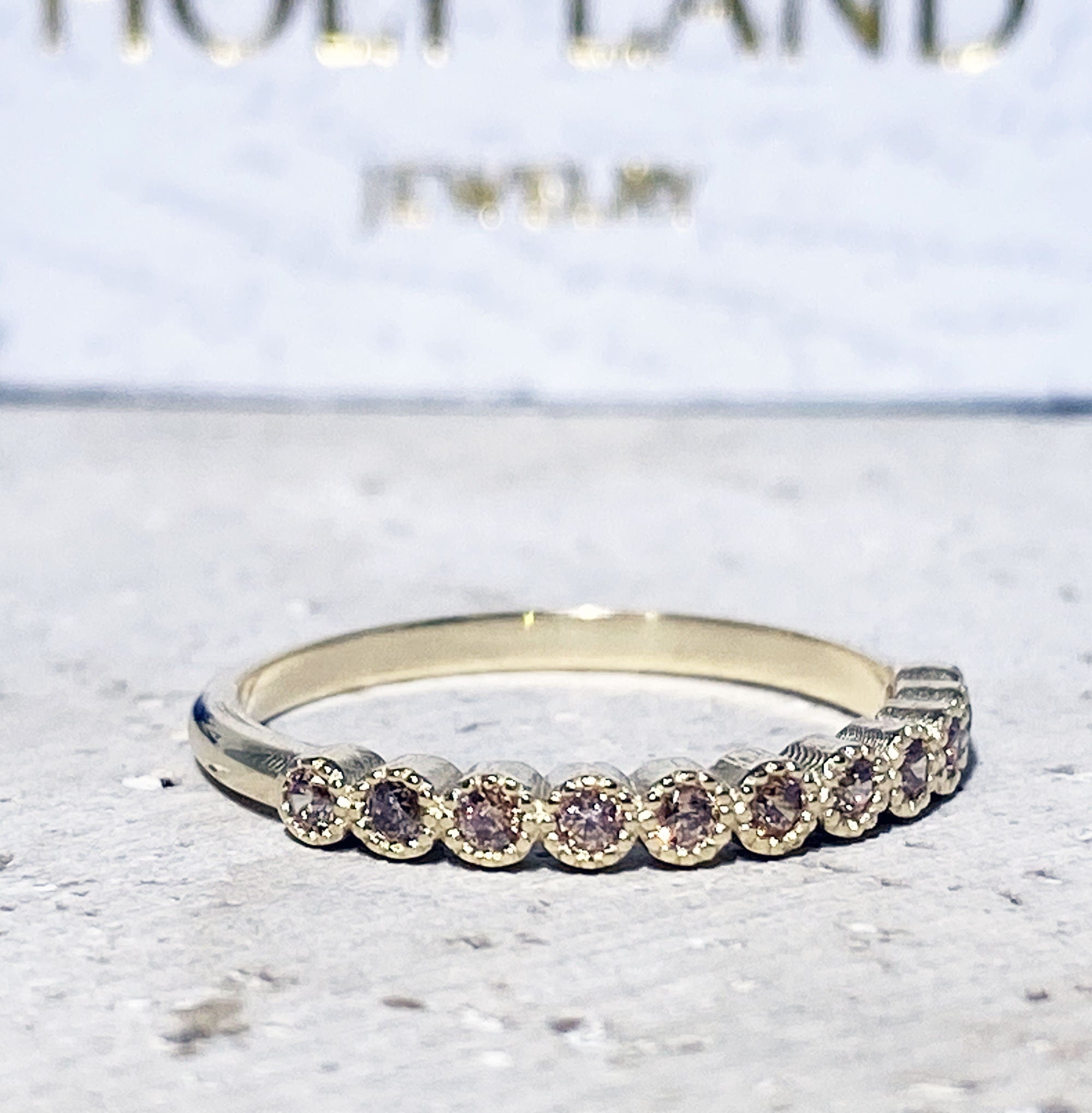 Round Citrine Eleven Stone Stackable Half Eternity Ring - H.L.Jewelry