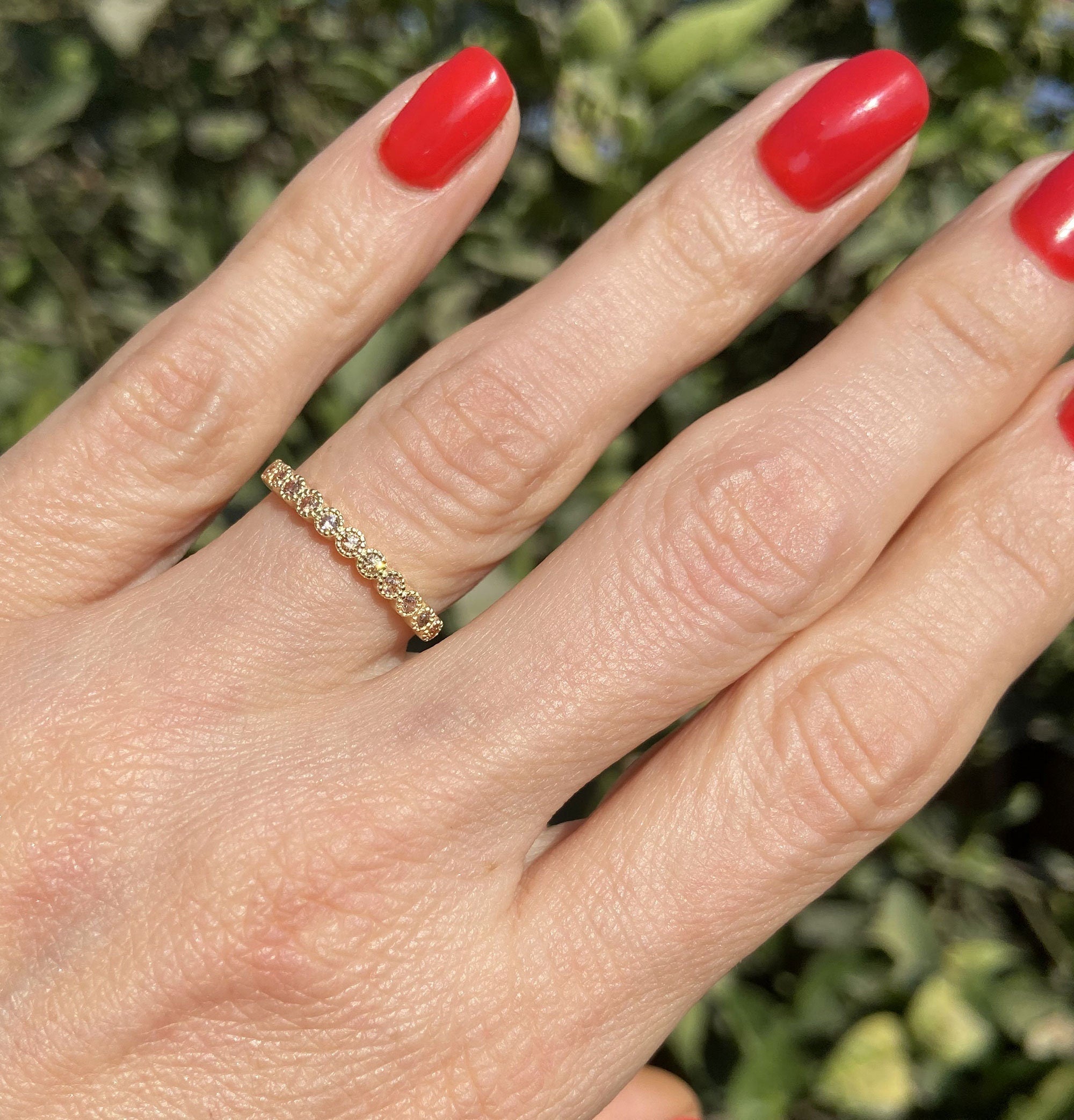 Round Citrine Eleven Stone Stackable Half Eternity Ring - H.L.Jewelry