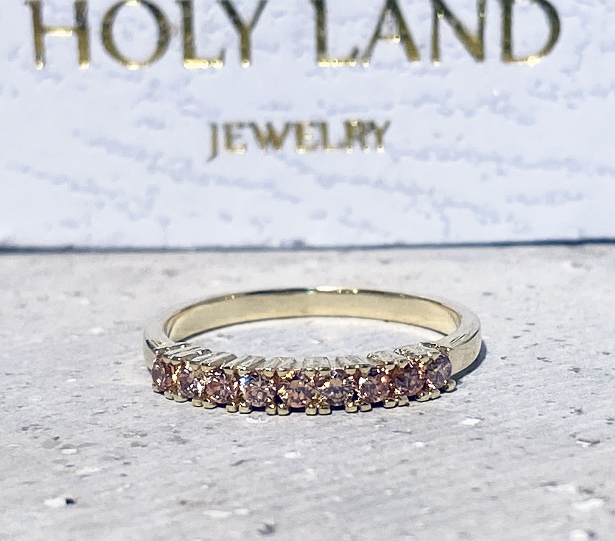 Round Citrine Nine Stone Stackable Half Eternity Ring - H.L.Jewelry