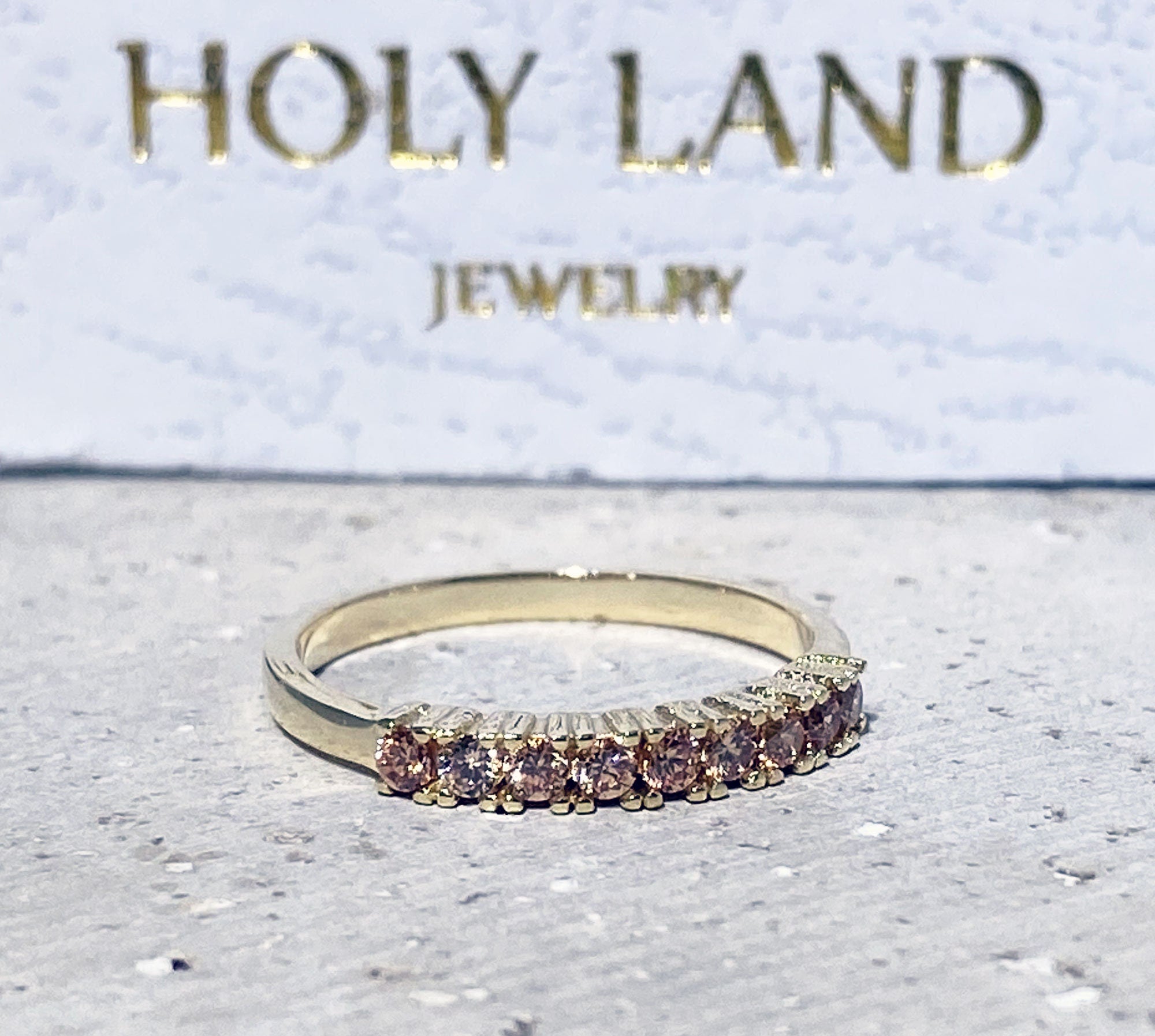 Round Citrine Nine Stone Stackable Half Eternity Ring - H.L.Jewelry
